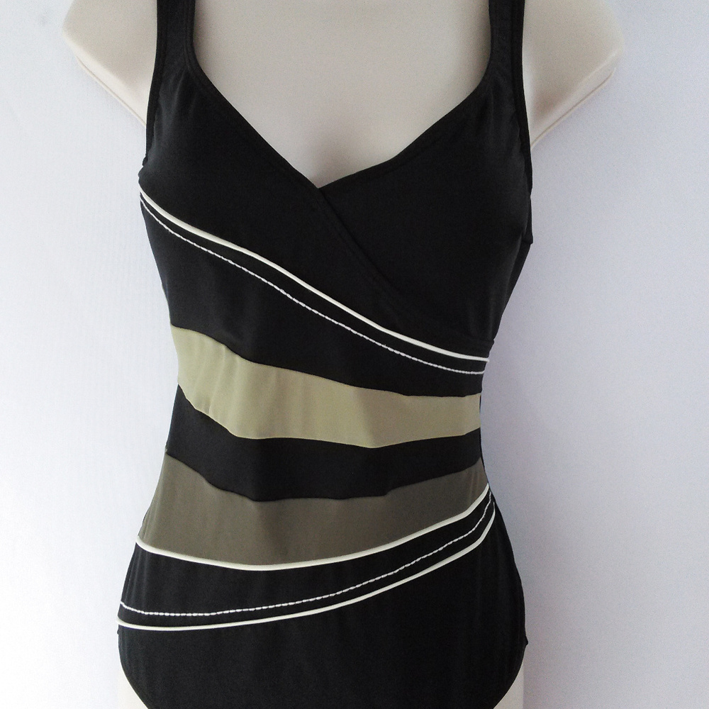 Fantasizer Black Tummy Hiding Swimsuit Size 10